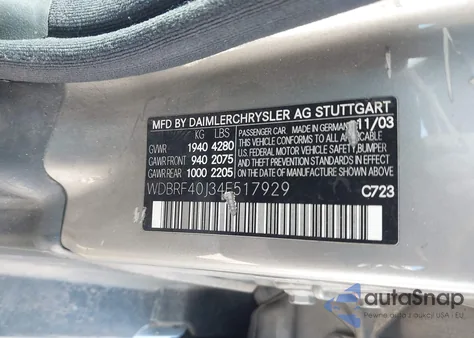 2004 Mercedes-Benz C 230 Kompressor Sport/Sport из США, поврежденный, VIN WDBRF40J34F517929